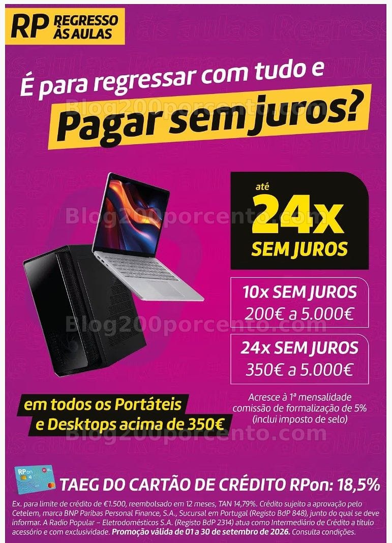 Antevisão Folheto RADIO POPULAR Regresso às Aulas Promoções de 1 a 30 setembro